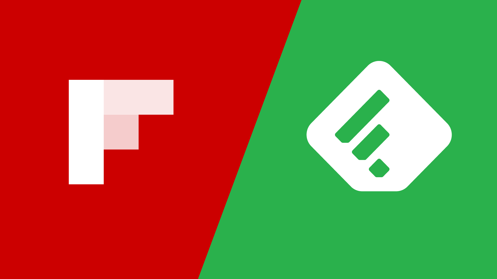 Die Logos von Flipboard und Feedly